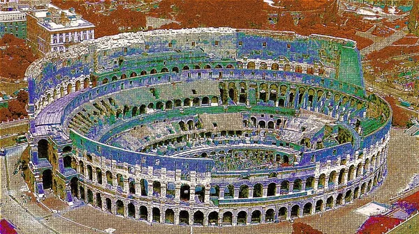 Coliseum Rome Italy Illustration Pop Art Background — стоковое фото