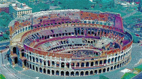 Coliseum Rome Italy Illustration Pop Art Background — Stock Fotó