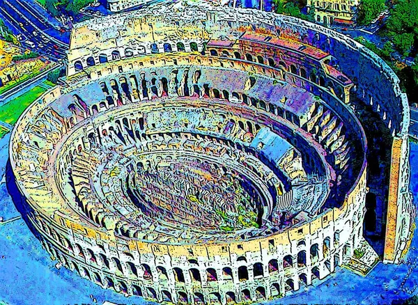 Coliseum Rome Italy Illustration Pop Art Background — Stockfoto