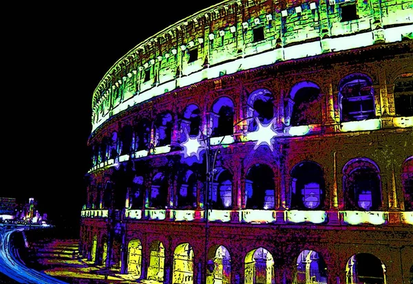 Coliseum Rome Italy Illustration Pop Art Background — Stock Photo, Image