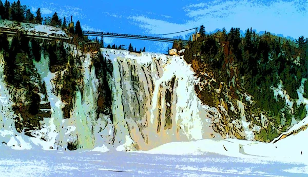 Beaupre Quebec Canada 2003 Chute Montmorency Waterfall Frozen Winte Sign — Stockfoto