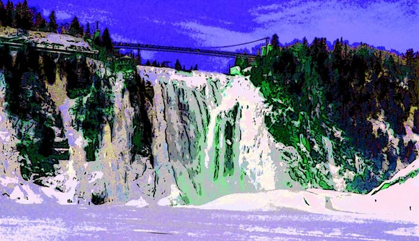 Beaupre Quebec Canada 2003 Chute Montmorency Waterfall Frozen Winte Sign — Stock fotografie