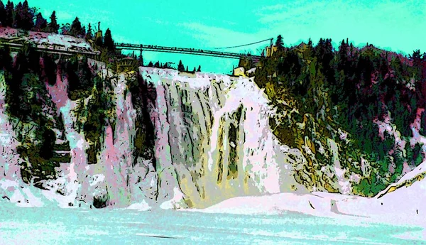 Beaupre Quebec Canada 2003 Chute Montmorency Waterfall Frozen Winte Sign — Stockfoto