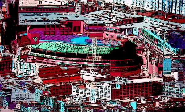 Buildings Illustration Pop Art Background — ストック写真