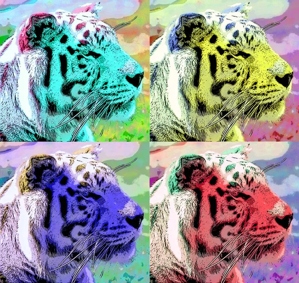 Tiger Illustration Pop Art Background — Stock Fotó