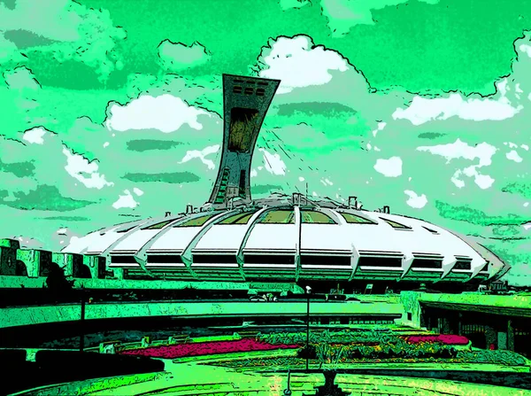 Montreal Canada 2013 Montreal Olympic Stadium Tower Signal Pop Art — стокове фото