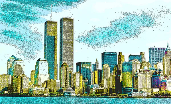 New York Unioted States 1995 Lower Manhattan 2001 Cityscape Pop — Stok fotoğraf