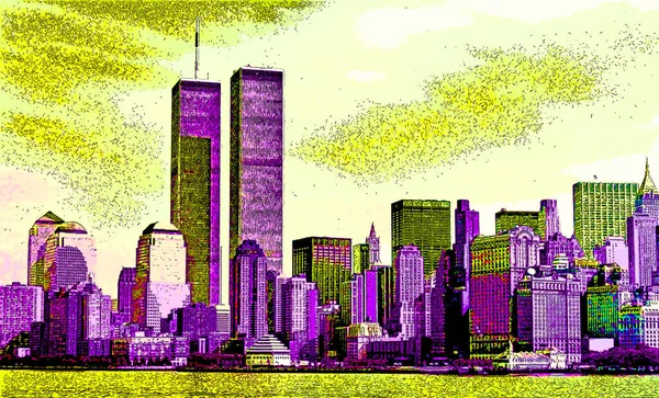 New York Unioted States 1995 Lower Manhattan 2001 Cityscape Pop — Stockfoto