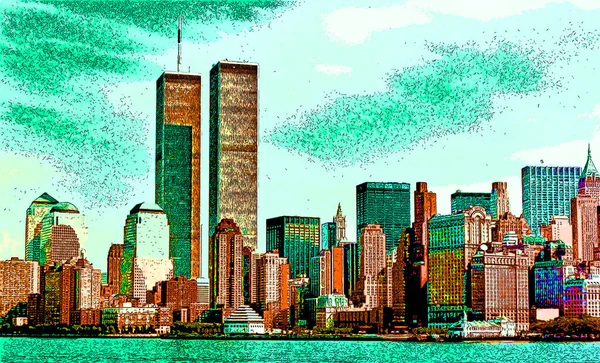 New York Unioted States 1995 Lower Manhattan 2001 Cityscape Pop — Stock Fotó