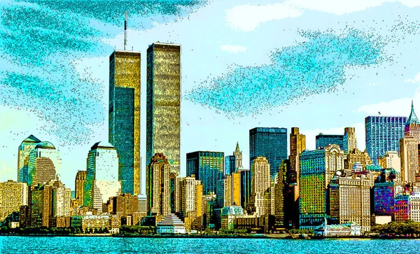 New York Unioted States 1995 Lower Manhattan 2001 Cityscape Pop — Stok fotoğraf