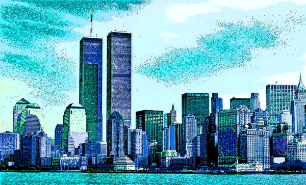 New York Unioted States 1995 Lower Manhattan 2001 Cityscape Pop — 图库照片