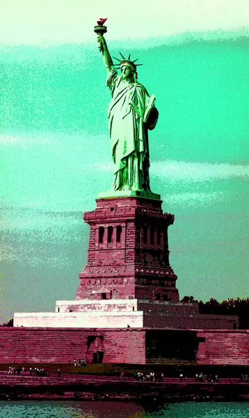 Statue Liberty Illustration Pop Art Background — Stock Photo, Image