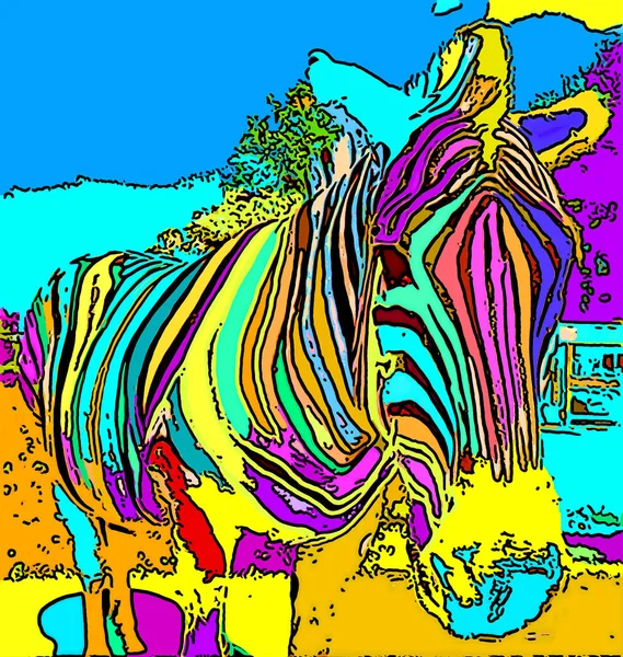 Zebra Illustration Pop Art Background — 스톡 사진