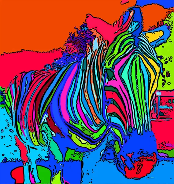 Zebra Illustration Pop Art Background — Foto Stock