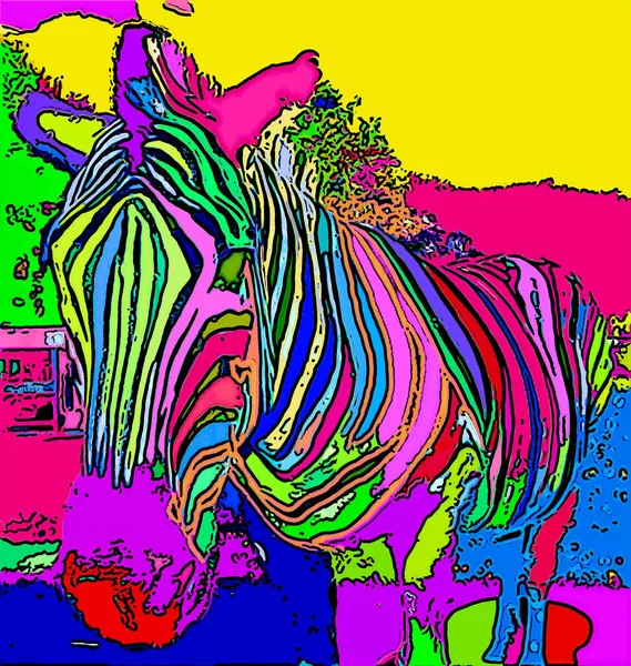 Zebra Illustration Pop Art Background — ストック写真