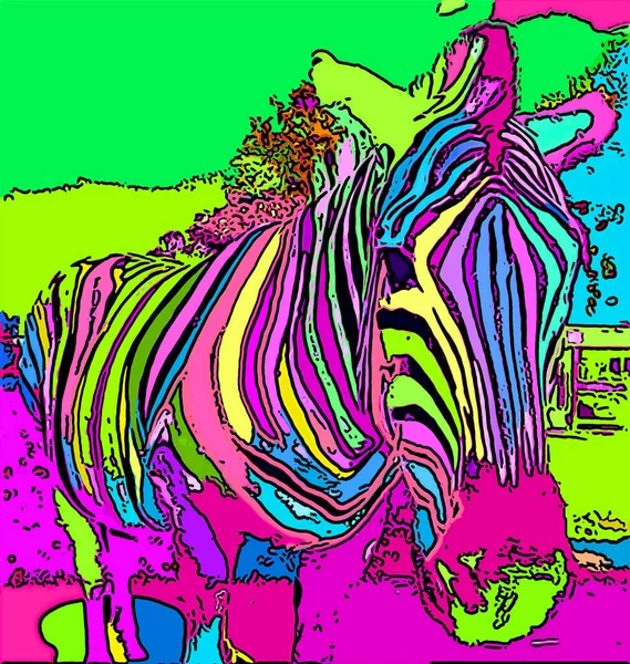 Zebra Illustration Pop Art Background — Foto Stock