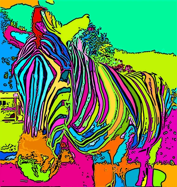 Zebra Illustration Pop Art Background — Fotografia de Stock