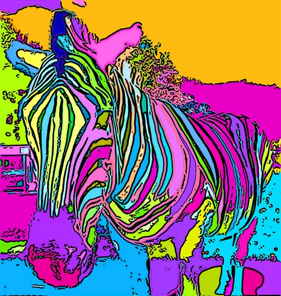 Zebra Illustration Pop Art Background — Zdjęcie stockowe