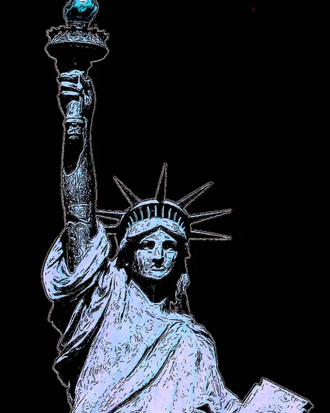 Statue Liberty Illustration Pop Art Background — Stock Fotó