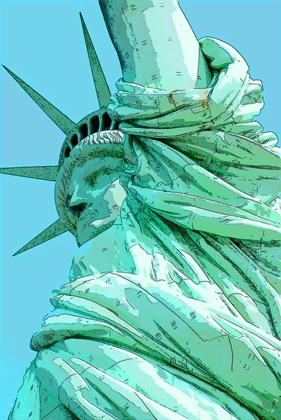 Statue Liberty Illustration Pop Art Background — Photo