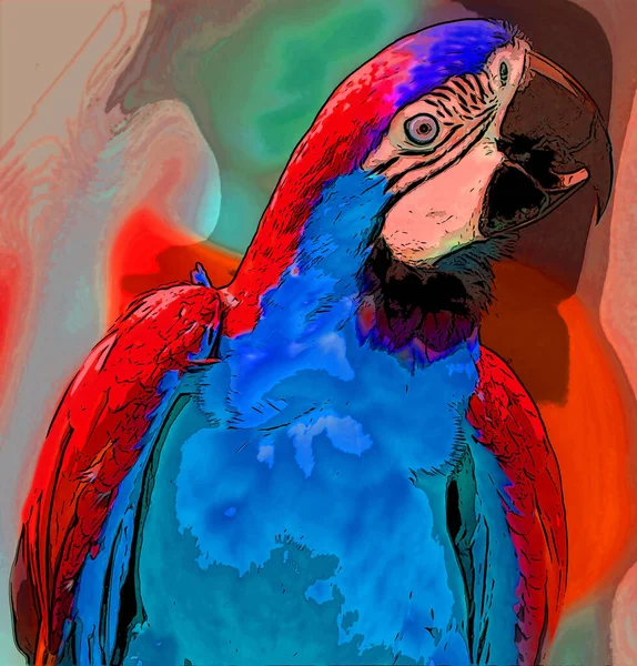 Parrot Illustration Pop Art Background — 스톡 사진