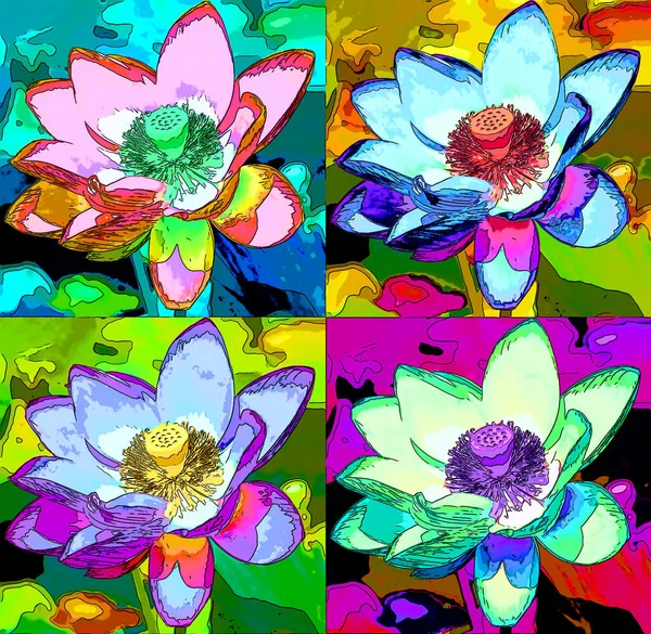 Flower Illustration Pop Art Background — Photo