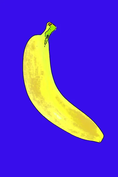 Banana Semn Ilustrare Pop Art Pictograma Fundal Pete Culoare — Fotografie, imagine de stoc