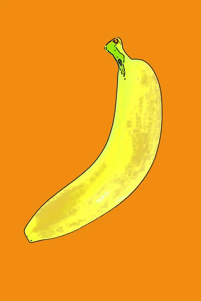 Banana Signo Ilustración Pop Art Icono Fondo Con Manchas Color —  Fotos de Stock