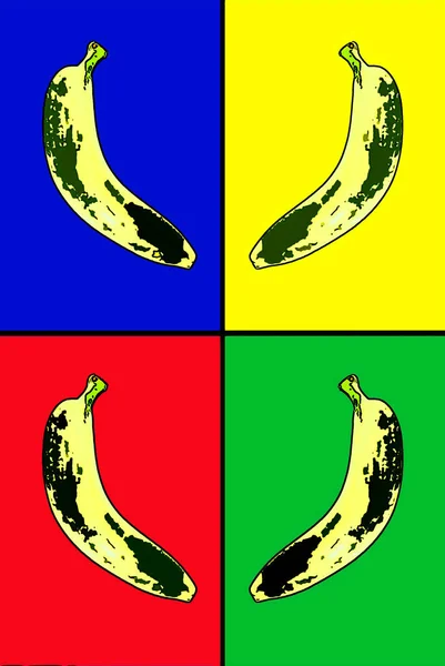 Banan Znak Ilustracja Pop Art Tło Ikona Kolorowe Plamy — Zdjęcie stockowe