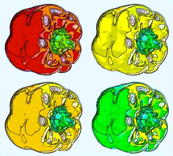 Biber Işareti Resimleme Renk Lekeli Pop Art Arkaplan Simgesi — Stok fotoğraf