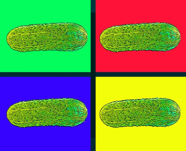 Знак Огірка Ілюстрація Поп Арт Значок Фону Кольоровими Плямами — стокове фото