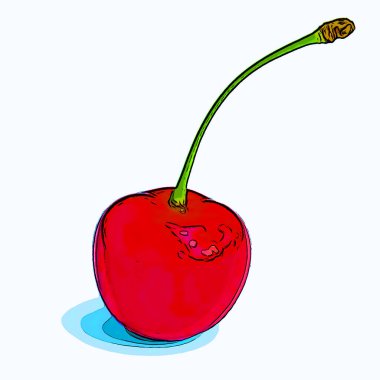 ripe sweet cherry, illustration pop-art background icon with color spots