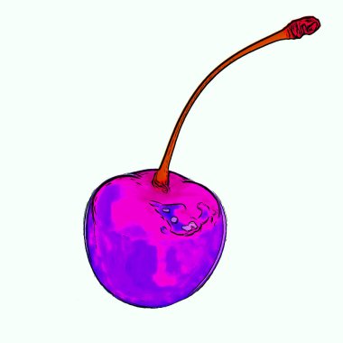 ripe sweet cherry, illustration pop-art background icon with color spots
