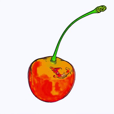 ripe sweet cherry, illustration pop-art background icon with color spots