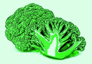 purple cauliflower healthy nutrition product green vegetable sign illustration pop-art background icon with color spots