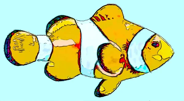 Illustration Eines Niedlichen Cartoon Fisches — Stockfoto