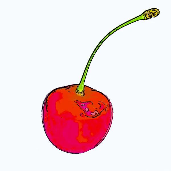 Ripe Sweet Cherry Illustration Pop Art Background Icon Color Spots — Stok fotoğraf