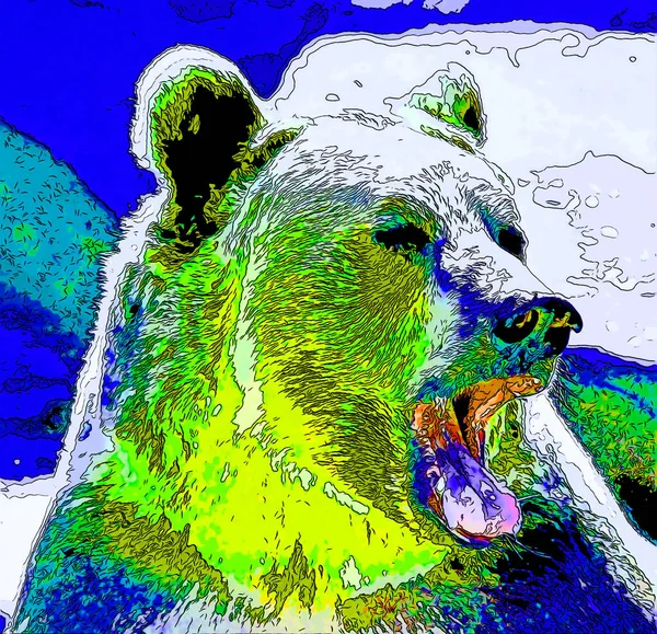 Bear Illustration Pop Art Background — ストック写真