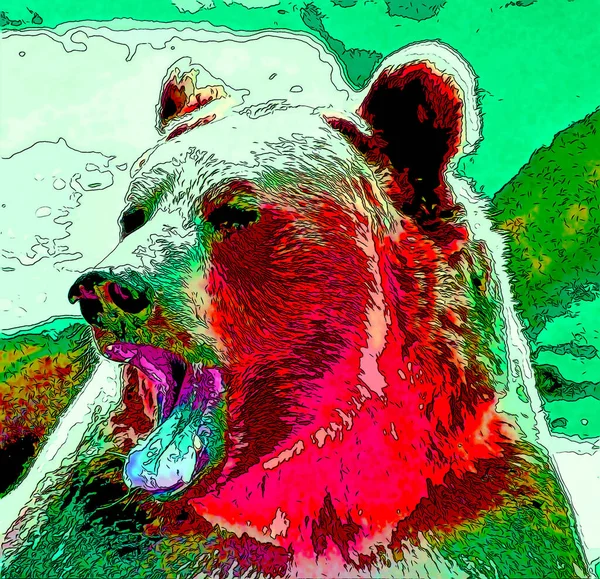 Bear Illustration Pop Art Background — Stock Fotó