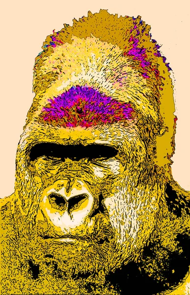 Gorilla Illustration Pop Art Background — Φωτογραφία Αρχείου