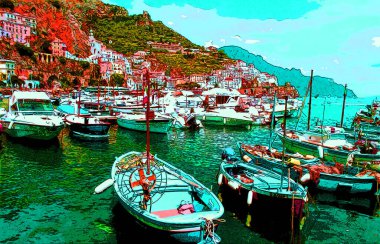 italian  town illustration pop-art background