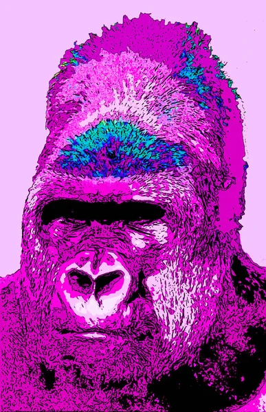 Gorilla Illustration Pop Art Background — 스톡 사진