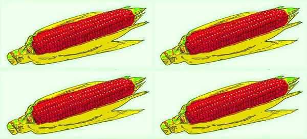 Sweet Corn Cobs Sign Illustration Pop Art Background Icon Color — Stock Fotó