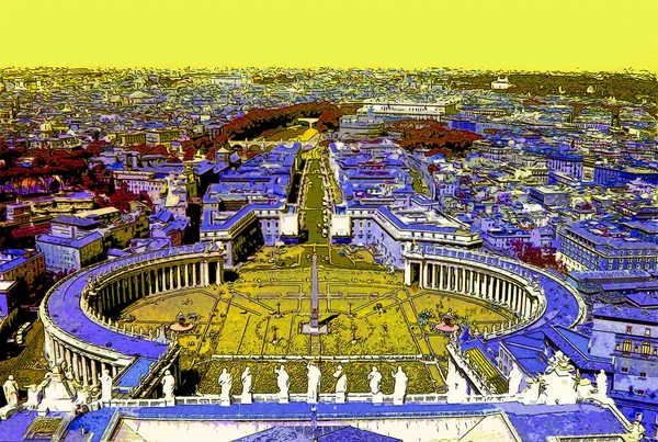 Vatican City Italy 2003 Famous Saint Peter Square Vatican Aerial — Stock Photo, Image