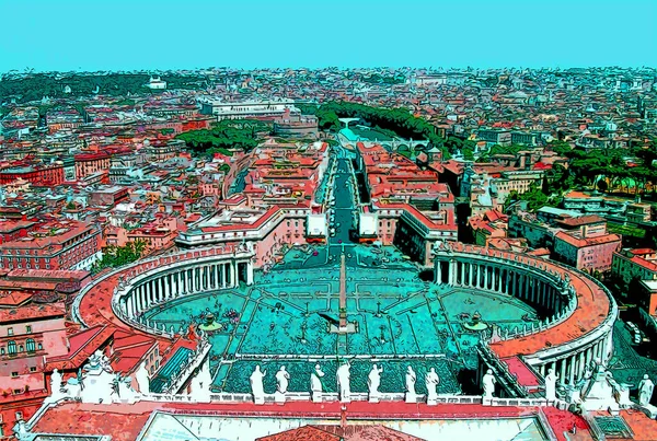 Vatican City Italy 2003 Célèbre Place Saint Pierre Vatican Vue — Photo