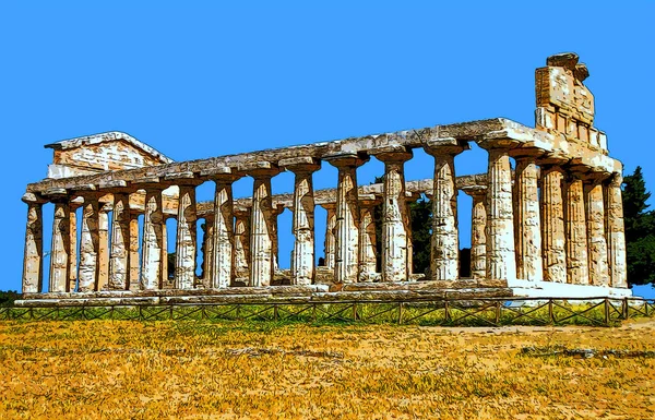 Ancient Greek Ruins Illustration Background Color Spots — Fotografia de Stock