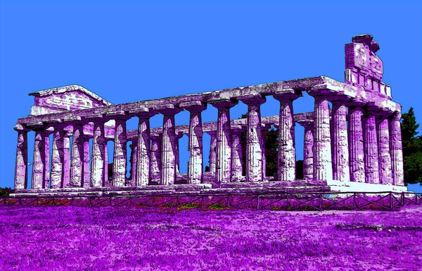 Ancient Greek Ruins Illustration Background Color Spots — ストック写真