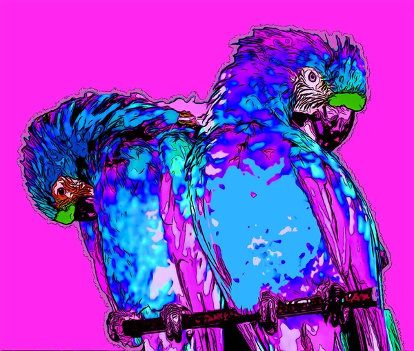 Μεγάλο Πράσινο Σήμα Macaw Εικονογράφηση Pop Art Εικονίδιο Φόντου Κηλίδες — Φωτογραφία Αρχείου