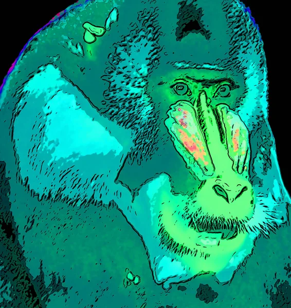 Ape Illustration Pop Art Background — Photo