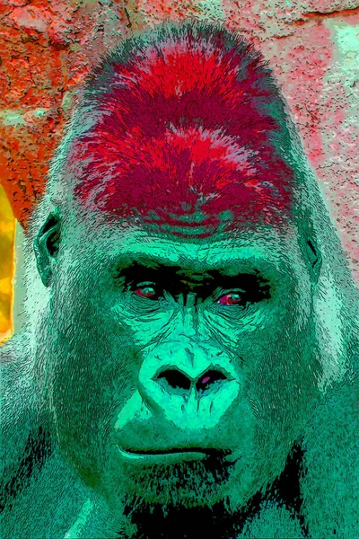 Gorilla Illustration Pop Art Background — 스톡 사진